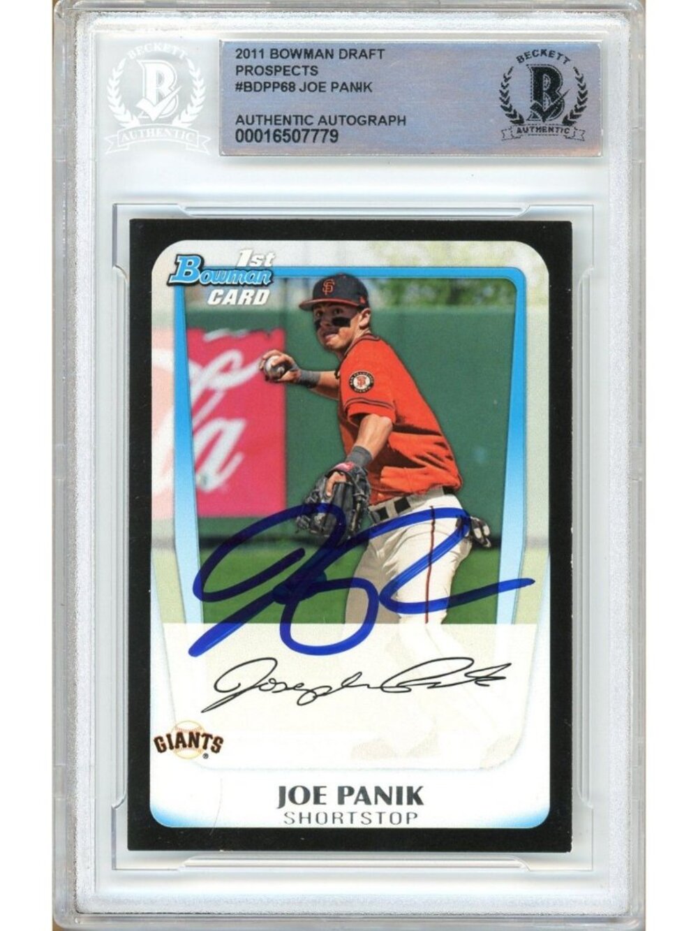 Joe Panik Signed 2011 Bowman Draft #BDPP68 San Francisco Giants BAS Slabbed Auto